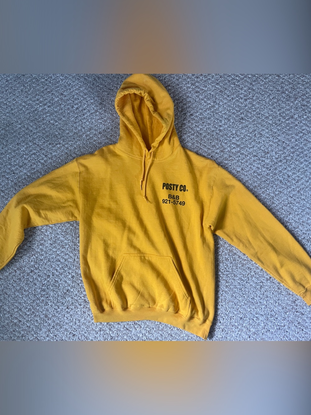 Mustard Yellow Graphic Hoodie with Front Pocket